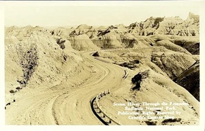 Scenic Highway Pinnacles Badlands National Park SD RPPC Real Photo Postcard - Picture 1 of 3