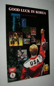Originl MILLER BEER Promo Poster '88 SUMMER OLYMPICS Good Luck In Korea 20x30 #2 - Picture 1 of 3