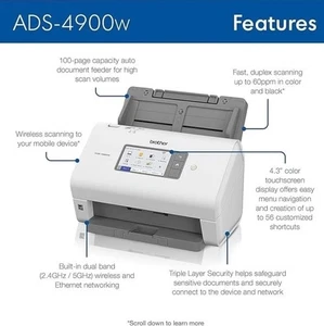 Brother ADS-4900W Professional High-Speed Wireless Desktop Scanner - Afbeelding 1 van 6