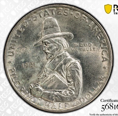1921 Pilgrim Commemorative - PCGS MS-63 - RARE CHOICE + UNC! - Image 1 of 3