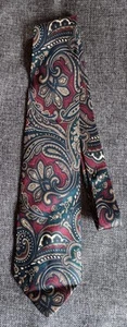 Dress Tie 70s 80s 90s Y2K Mens Woodward Red Green Geometric 58 inches - Picture 1 of 5