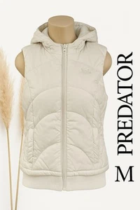 Predator Puffer Vest Women’s M Hooded Ivory White Down Quilted Zip Up Sleeveless - Picture 1 of 8