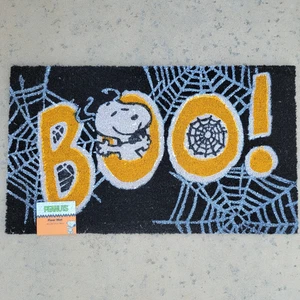 Peanuts Snoopy Halloween schwarz weiß Boo Kokos Fußmatte 20”x34” Fußmatte Spinnennetz - Bild 1 von 10