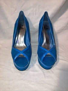 Kali blaue Plateau-Heels mit offenen Zehen US Größe 7 - Bild 1 von 7