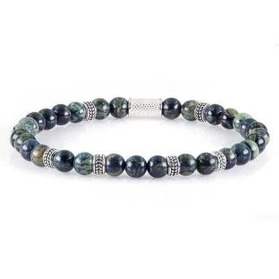 African Türkis 925 Sterling Silber Armband Bracelet Perlenarmband Damen Herren - Bild 1 von 3