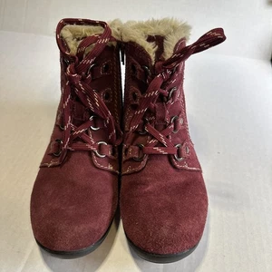 Earth Origins Crowley Vino Granate Gamuza Cuero Encaje y Cremallera Botas Talla 7.5 MWomen’s - Imagen 1 de 10