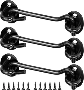 3 Stück Haken und Ösen Riegel 4 Zoll Schwarz Edelstahl Scheunentor Silber  - Bild 1 von 7