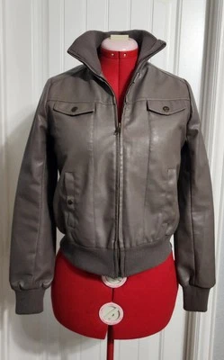 Wrangler Faux Leather Gray Mauve Ladies Jacket Size Medium Very Y2K - Image 1 of 4