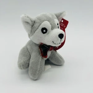 Husky Puppy Plush Ornament “Wish You A Merry Christmas” Working Sound Element - Picture 1 of 7