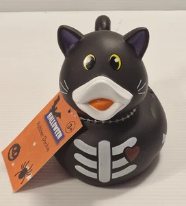 Esqueleto Gato Vinilo Halloween Pato 9x8cm Novedad Baño Goma Pato Coleccionable - Imagen 1 de 6
