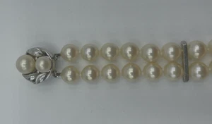 Zweireihiges Mallorca Perlen Armband mit 925 Silber Schliesse gepfl. L 17,5 cm - Bild 1 von 8