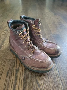 Thorogood Men's L Brown Leather Moc Toe Boots Size 11D Made in USA - Distressed  - Picture 1 of 12