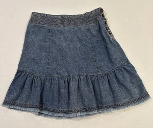 Pilcro Anthropologie minigonna blu con balze taglia S - Foto 1 di 11