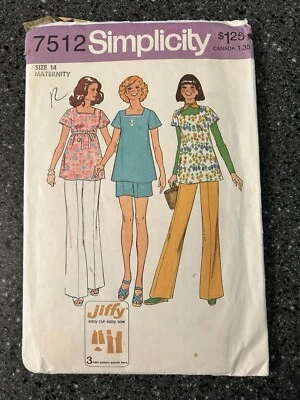 Vintage Simplicity #7512 Pattern For Misses Size 14 Maternity Top & Pants/Shorts - Image 1 of 3