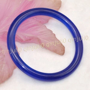 Natural Deep Blue Jadeite Jade Gemstone Bangle Bracelet Women Jewelry 58-63mm - Picture 1 of 11
