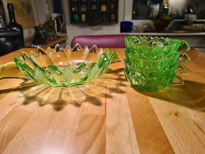 Schale und 4 Schälchen, Lausitzer Glas, 30er Jahre - Bild 1 von 9