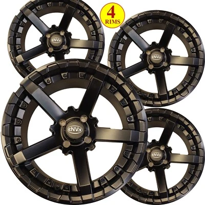 Set of 4 - Vision Envy 15 inch Black Golf Cart Wheel With 3:4 Offset - Image 1 of 4