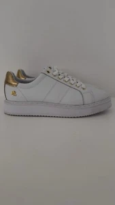 Ralph Lauren Angeline II Entrenador de Cuero Metálico Blanco/Dorado Reino Unido 4#85 C - Imagen 1 de 5