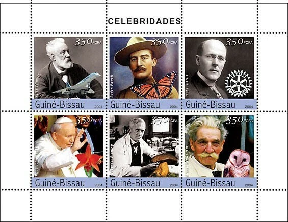 Guiné - Bissau 2004 - Celebridades (Verne & Concorde, Powell & Butterfly) 6v - Imagem 1 de 1