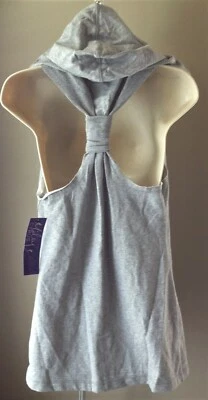 MILEY CYRUS MAX AZRIA French Terry Hoodie VEST Juniors S NEW Heather Grey SMALL - Image 1 of 2