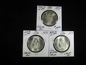 1977 - 78 - 79 MEXIKO 100 CIEN PESO AUSWAHL BU 3 MÜNZEN JE EINE DATUM - Bild 1 von 2