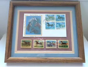 Set spille emissione primo giorno USPS American Horses 1985 (4) doppio opaco in cornice - Foto 1 di 6