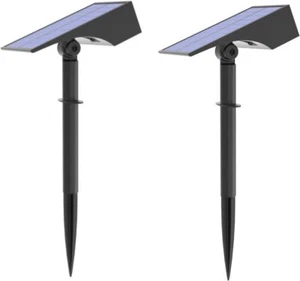 Outside Solar Spotlight 2 Pack Led Solar Landscape Yard Porch Pathway Garden - Picture 1 of 6