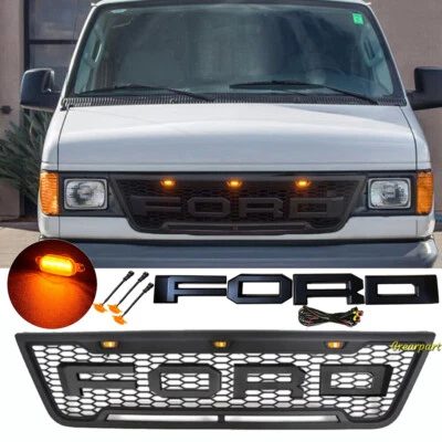 Parrilla de parachoques delantero de malla con LED + letra para Ford E150 E250 E350 2003-2007 Foto 1 de 4