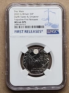 2023 GREAT BRITAIN 50p STAR WARS DARTH VADER & EMPEROR NGC MS66 DPL FR not niue - Picture 1 of 9