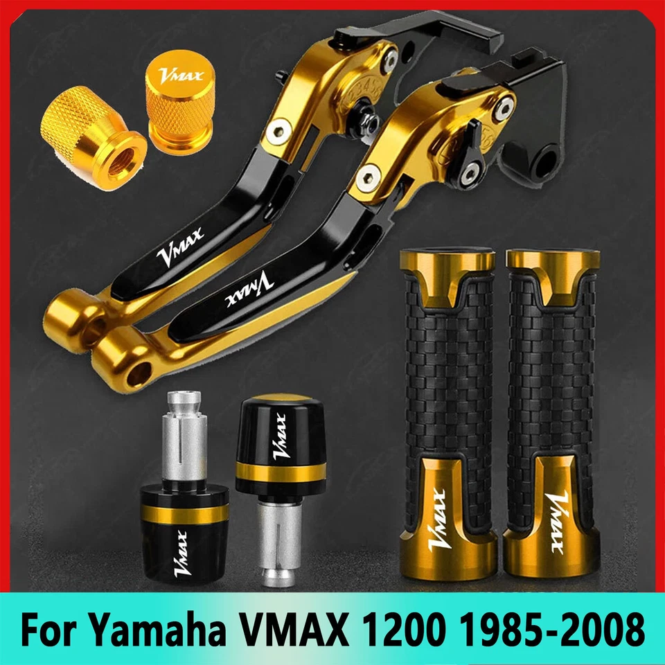 4PCS Gold Handle Grips Cap Brake Clutch Levers Set For Yamaha VMAX 1200 1985-08 Foto 1 de 1