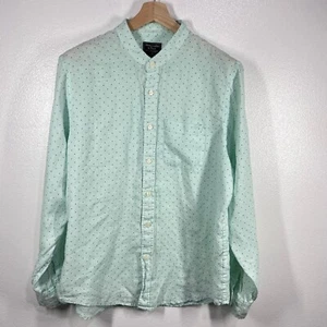 Abercrombie & Fitch Linen Shirt Band Collar Polka Dot Casual XXL - Picture 1 of 11