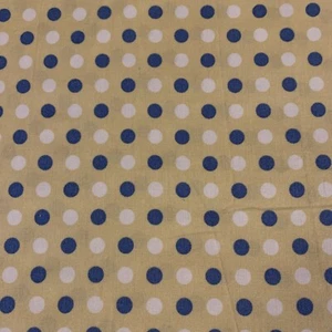 Baby Safari Polka Dot Fabric By Fabri-Quilt Designs White & Blue On Yellow BTY - Picture 1 of 14