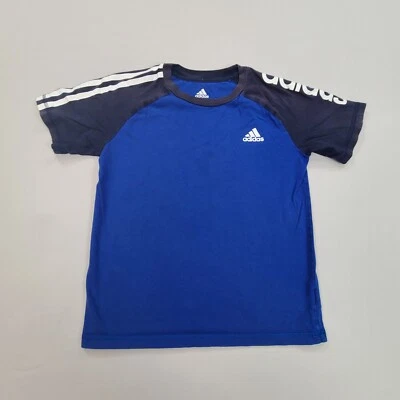 Adidas Shirt Boys Small Blue Solid Casual Comfort Short Sleeve Youth Kids - Image 1 of 4