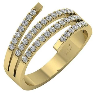 Anniversary Ring Natural Diamond SI1 G 0.60Ct 14K Yellow Gold Pave Set 12.80 mm - Picture 1 of 8