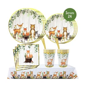 121Pc Woodland Creatures Theme Baby Shower Decorations, Birthday Party Suppli... - Picture 1 of 7
