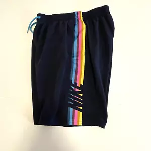 Nike Youth Boys Swim Board Shorts L Blue Beach Swim Trunks Rainbow Color - Picture 1 of 7