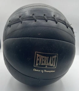 Vintage Everlast Genuine Leather Medicine Ball Choice Of Champions 6 Lbs Black - Picture 1 of 9