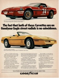 1986 GOODYEAR Eagle Tires on Rippie Anderson Corvette Vintage Print Ad - Picture 1 of 1