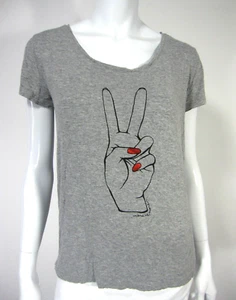 Blusa Camiseta H&M Manga Corta Cuello Redondo Talla S Pequeña Rayón Estampada a Mano - Imagen 1 de 5