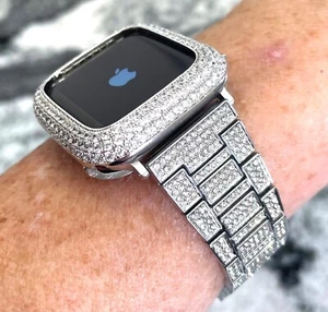 41mm White gold lab Diamond Apple Watch Case +Apple Watch band Apple Watch bands - Picture 1 of 8