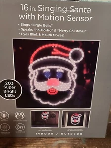 16" LED Singing Christmas Santa Claus Motion Sensor Outdoor Yard / Indoor - Picture 1 of 4