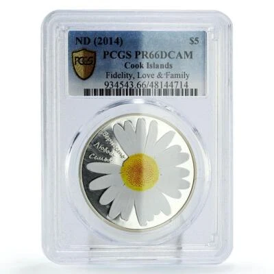 Cook Islands 5 dollars Fidelity Love Family Chamomile PR66 PCGS silver coin 2014 - Image 1 of 2