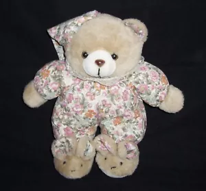 Cappello pantofole coniglietto orsacchiotto floreale Ben Rickert Inc 13" peluche animale di peluche - Foto 1 di 2
