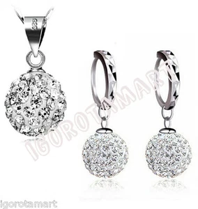 925 Sterling Silver Gift Set Jewelry Cubic Zircon Necklace Earring Girls Womens - Picture 1 of 20
