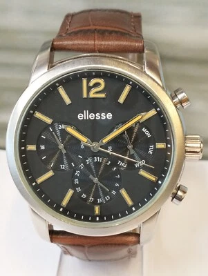ELLESSE МНОГОФУНКЦИОНАЛЬНЫЙ КВАРЦЕВЫЙ ЧЕРНЫЙ ЦИФЕРБЛАТ 03-0799-002 МУЖСКОЙ ПОЛНОСТЬЮ РАБОЧИЙ ВИНТАЖНЫЙ - Изображение 1 из 4