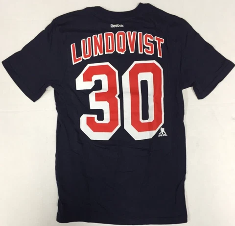 Henriq Lundqvist #30 New York Rangers 2-Sided Boy's NHL T-Shirt Medium 10/12 Cover