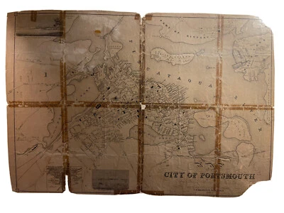 Antiguo Portsmouth NH Mapa HF Walling Brewster Editor 1850 extremadamente raro Foto 1 de 4