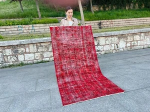MODERN BOHEMIAN ANTIQUE VINTAGE RUG OUSHAK WOOL HAND-KNOTTED TURKISH RUG - Picture 1 of 11