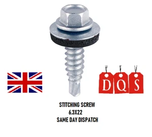 STITCHING SELF DRILLING TEK ROOFING SCREWS + SEALING WASHER & FREE DRIVE BIT - Picture 1 of 1