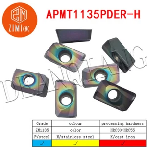 10 piezas 90° APMT1135PDER-H ZM1135 HRC65° fresado inserto de carburo para BAP 300R - Imagen 1 de 9